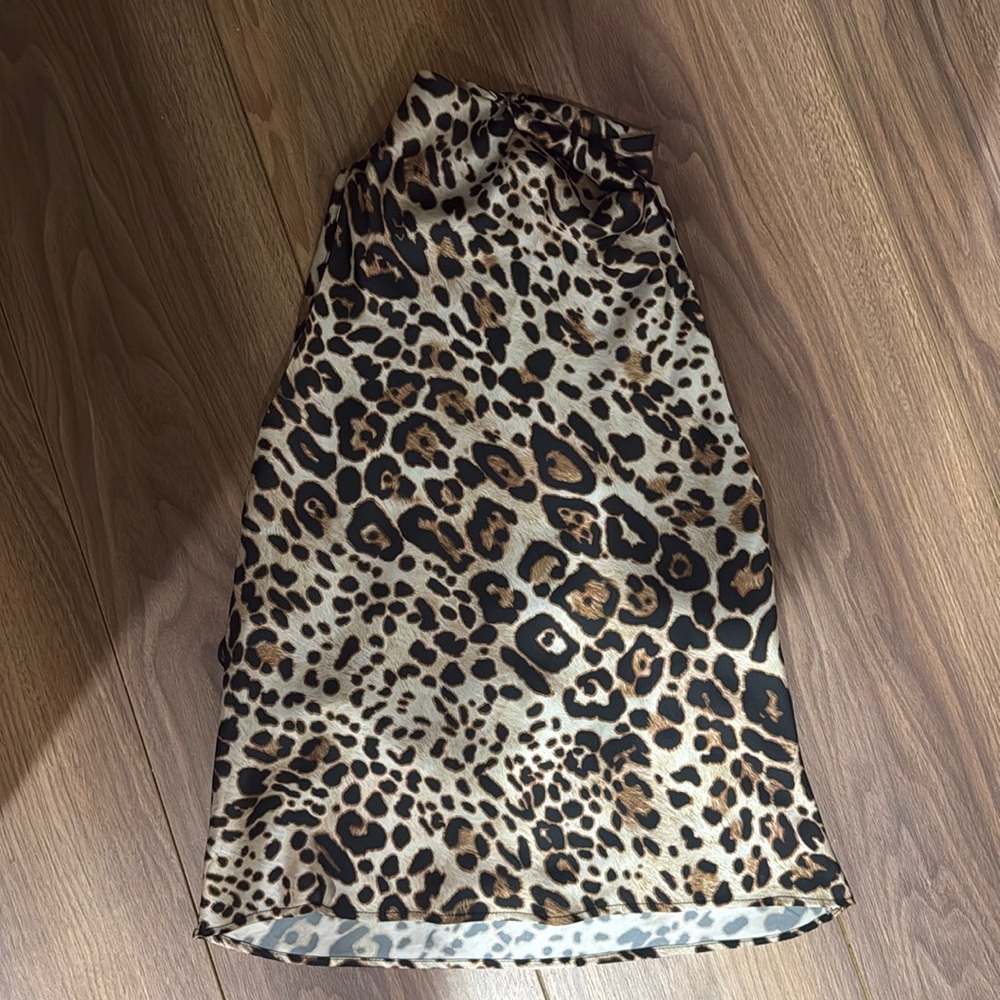 zara open back satin cheetah halter top